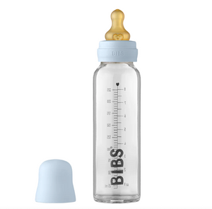 BIBS Baby Glass Bottle Complete Set Latex 110ml- Baby Blue