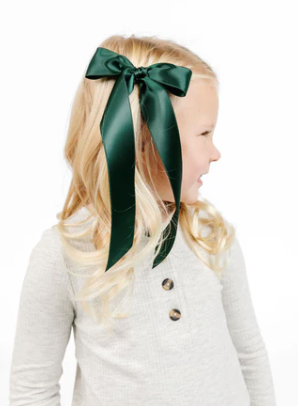 Evergreen Satin Bow Hairclip