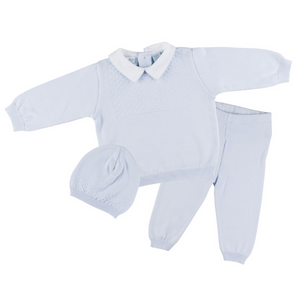 Boys Pique Collar Diamond Knit 2-Piece With Hat