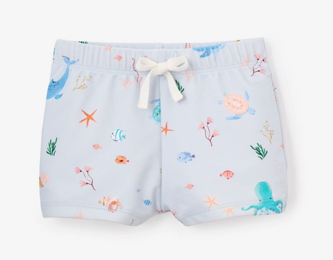 Pale Blue Ocean Adventure Baby Swim Shorts