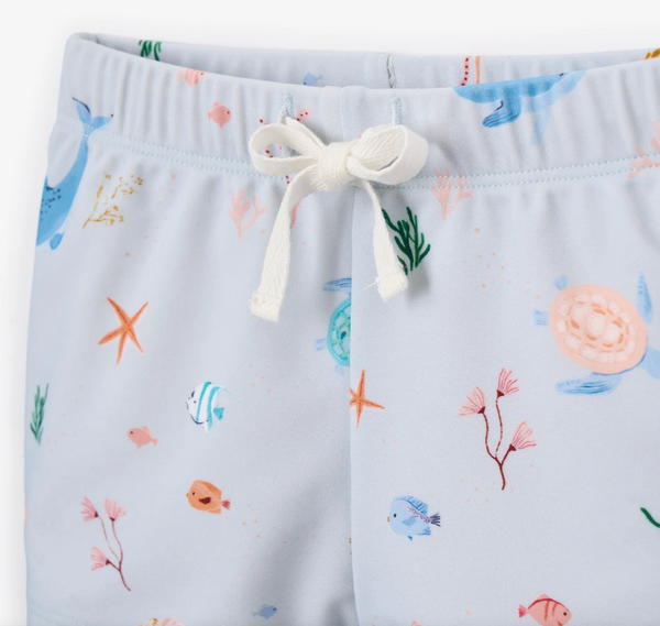 Pale Blue Ocean Adventure Baby Swim Shorts