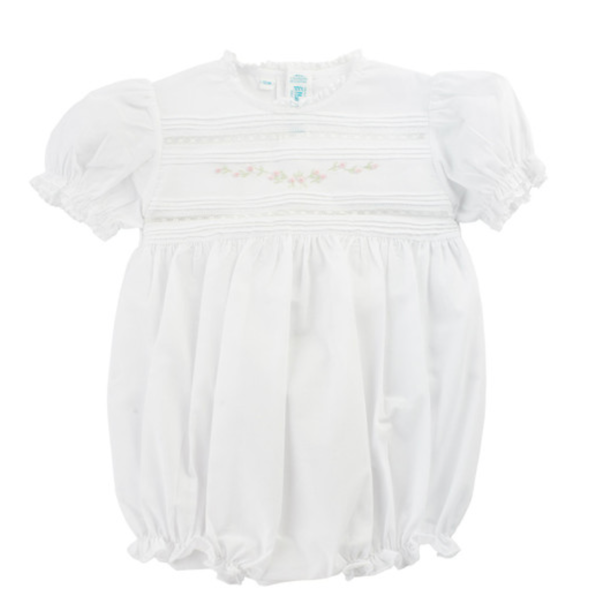 Floral Bullions & Lace Romper- White