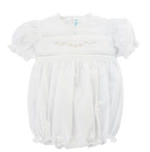 Floral Bullions & Lace Romper- White