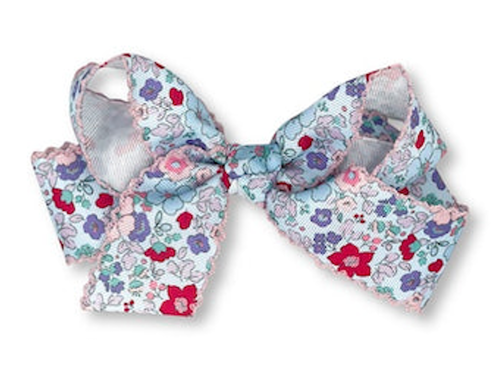 Hallie Hair Bow- Bloomberry Floral, Pensacola Pink