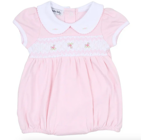 Emily and Ethan Smocked Collared Bubble - Pink