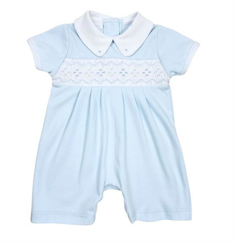 Emily and Ethan Smocked Collared Playsuit - Blue