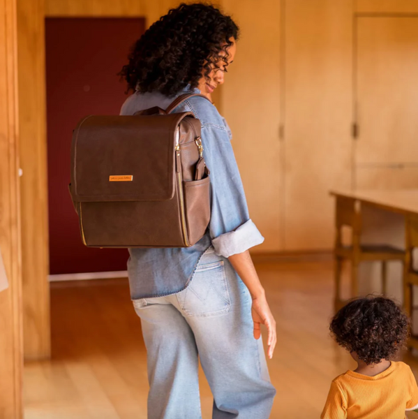 Boxy Backpack in Saddle Matte Leatherette