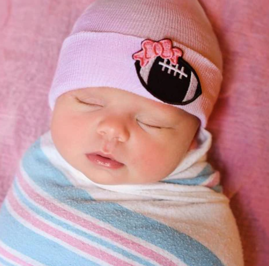 Pink Football Infant Beanie