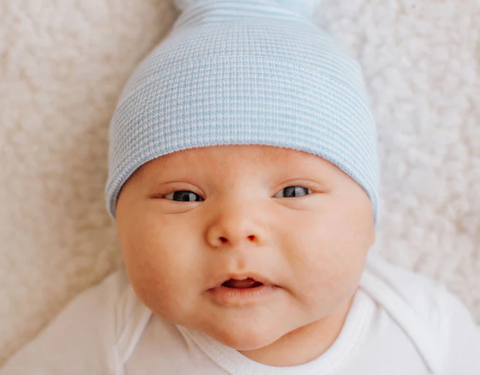 Blue and White Stripe Infant Beanie