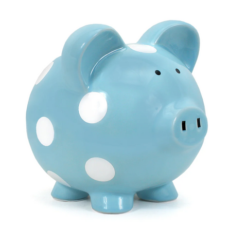 Blue Polka Dot Piggy Bank