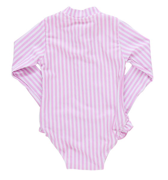 Baby Girls Arden Suit- Pink Faux Embroidery Stripe