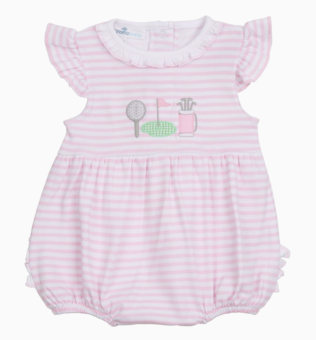 Putting Green Applique Ruffle Bubble - Pink