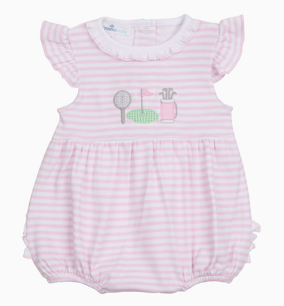 Putting Green Applique Ruffle Bubble - Pink