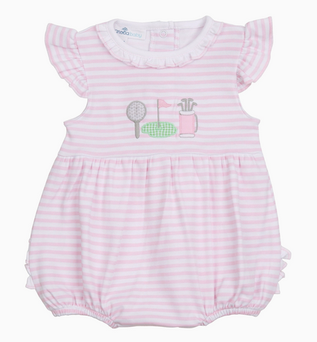 Putting Green Applique Ruffle Bubble - Pink