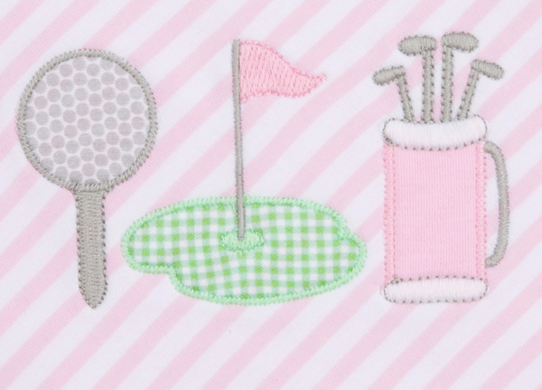 Putting Green Applique Ruffle Bubble - Pink