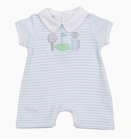 Putting Green Applique Short Playsuit - Blue