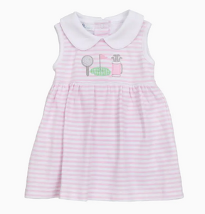 Putting Green Applique Toddler Dress - Pink