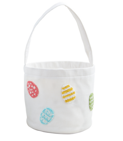 Beaded Easter Basket - White