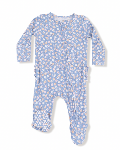 Country Calico - 2 Way Zipper Ruffle Back Footie
