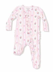 Ogee Lace Floral - 2 Way Ruffle Zipper Footie
