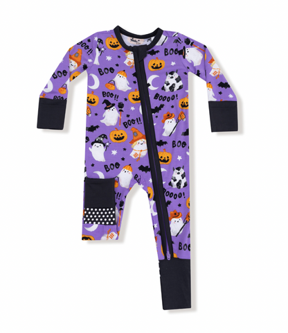 Costumed Ghosts Purple (Glow in the Dark) - 2 Way Zipper Romper