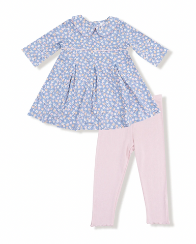 Country Calico Box Pleat Dress & Leggings