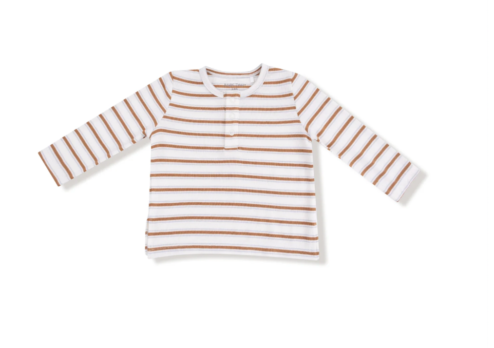 Vintage Stripe - Brown Long Sleeve Henley