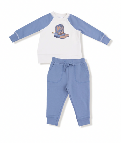 Country Calico Raglan Sweatshirt and Jogger French Terry Set