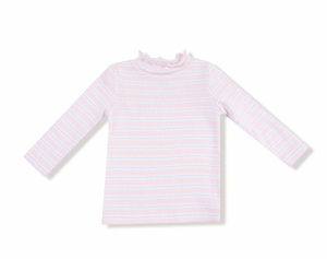 Pink Multi Stripe Long Sleeve Mock Turtleneck