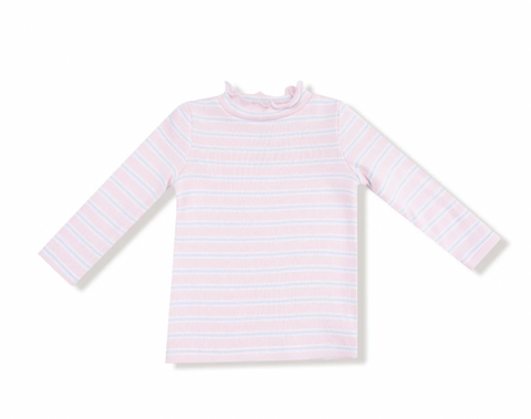 Pink Multi Stripe Long Sleeve Mock Turtleneck