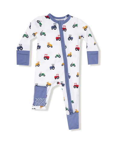 Mini Tractors  - 2 Way Zipper Romper