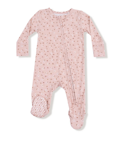 Carrie Floral Pink - 2 Way Zipper Footie