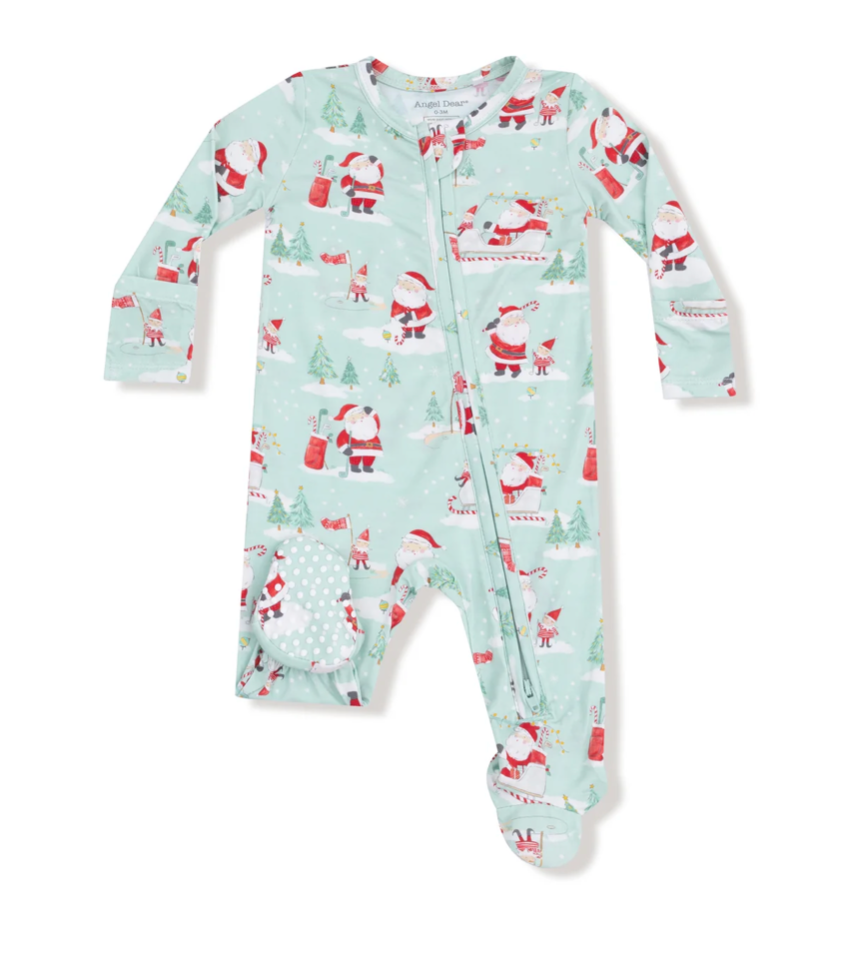Golfing Santa and Elves- 2 way Zipper Footie