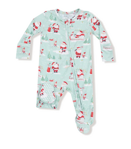 Golfing Santa and Elves- 2 way Zipper Footie