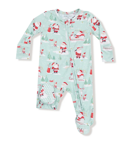 Golfing Santa and Elves- 2 way Zipper Footie