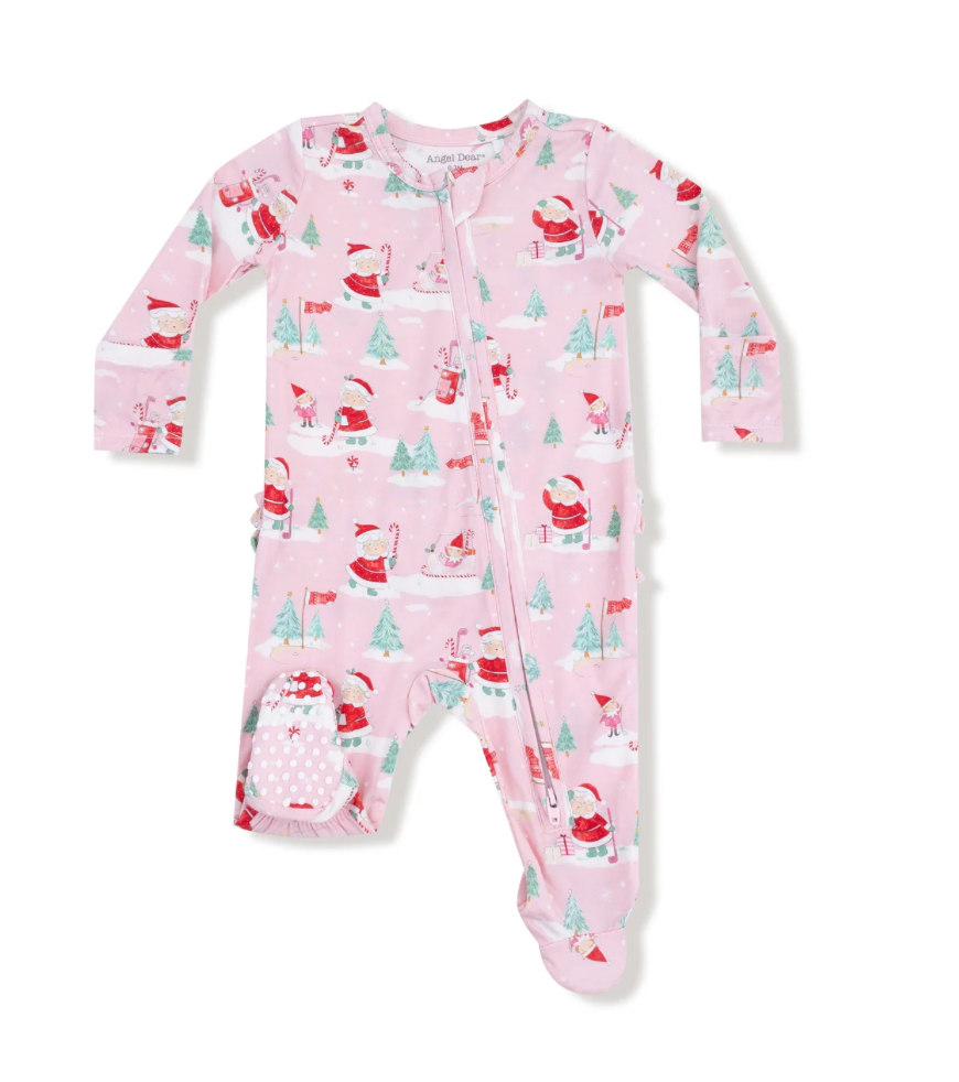 Golfing Mrs. Claus and Elves - 2 Way Zipper Footie
