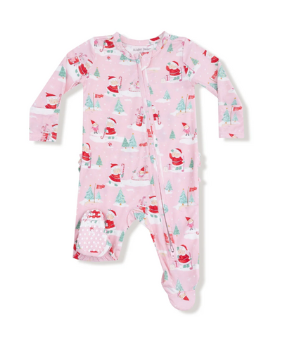Golfing Mrs. Claus and Elves - 2 Way Zipper Footie