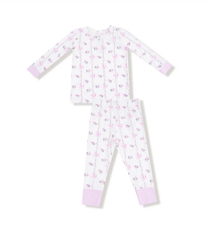 Dainty Buds and Bows Stripe- L/S Loungewear Set