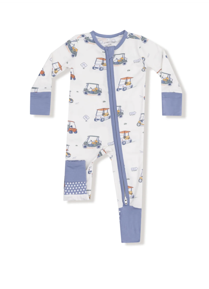 Zooming Golf Carts-  2 Way Zipper Romper
