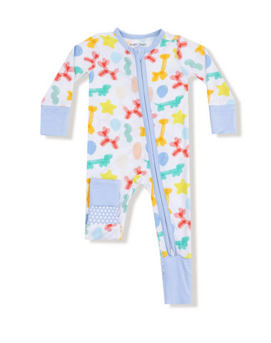 Balloon Animals Blue-  2 Way Zipper Romper