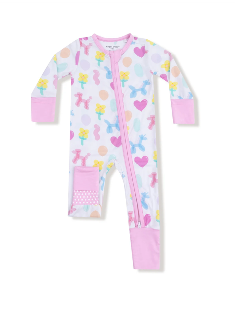 Balloon Animals Pink-  2 Way Zipper Romper