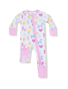 Balloon Animals Pink-  2 Way Zipper Romper
