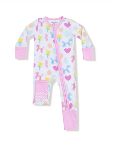 Balloon Animals Pink-  2 Way Zipper Romper