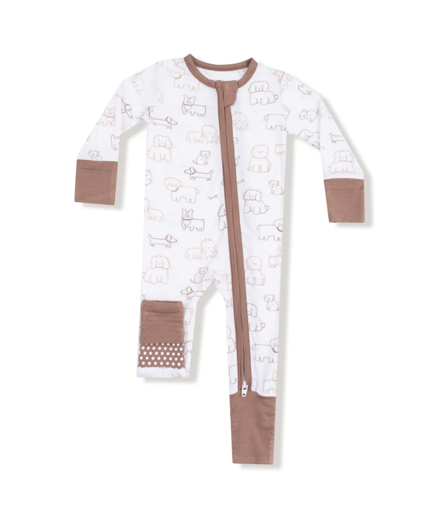 Neutral Pups-  2 Way Zipper Romper