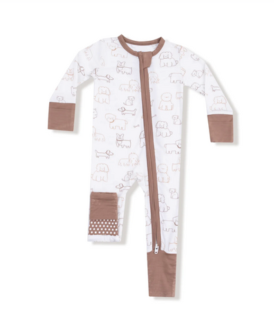 Neutral Pups-  2 Way Zipper Romper