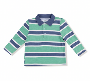 Polo Long Sleeve Shirt- Green and Navy