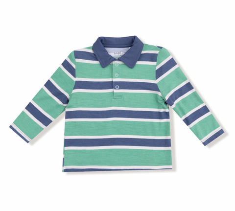 Polo Long Sleeve Shirt- Green and Navy
