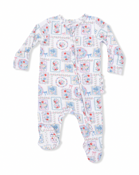 Julep's Floral Patchwork - 2 Way Ruffle Back Zipper Footie