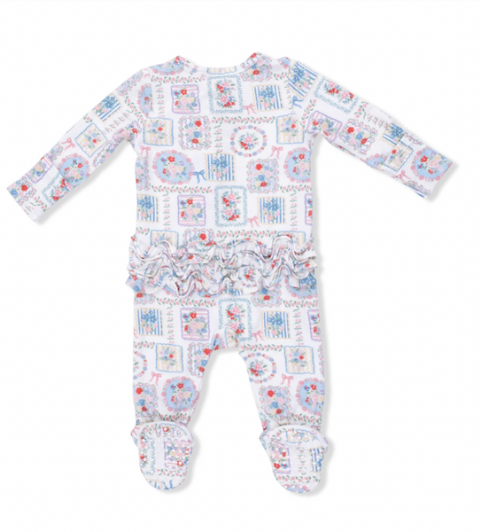 Julep's Floral Patchwork - 2 Way Ruffle Back Zipper Footie