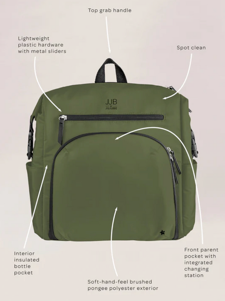 Modern Backpack Diaper Bag- Olive